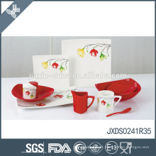 Alkali-resistente eco-friendly impressão de flores agradáveis ​​personalizadas porcelana colorida louça
